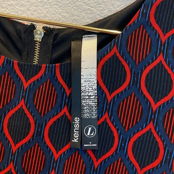 Kensie Geometric Cap Sleeve Shift Dress Size Large - Picture 4 of 7